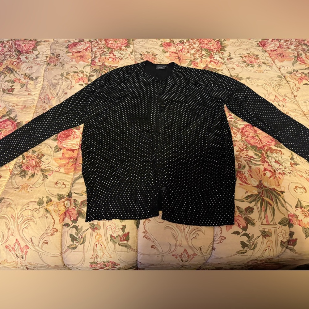 Covington Black and White Polka Dot Cardigan